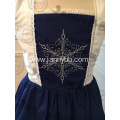 Kid Girl Snow Embroidery Navy Dress